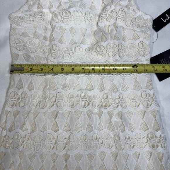 Lulus S Kenna White Crochet Lace Fringe Bachelorette Bodycon Dress Bridal Easter - Picture 12 of 12